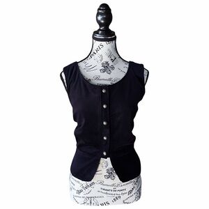 90s midnight blue velvet vest w/ silver ornate buttons M medieval goth